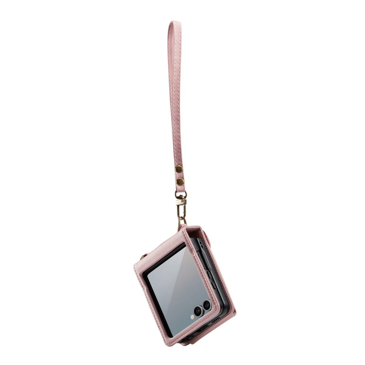Samsung Galaxy Z Flip 7 Case - Pale Pink - Wallet Case with Phone Strap