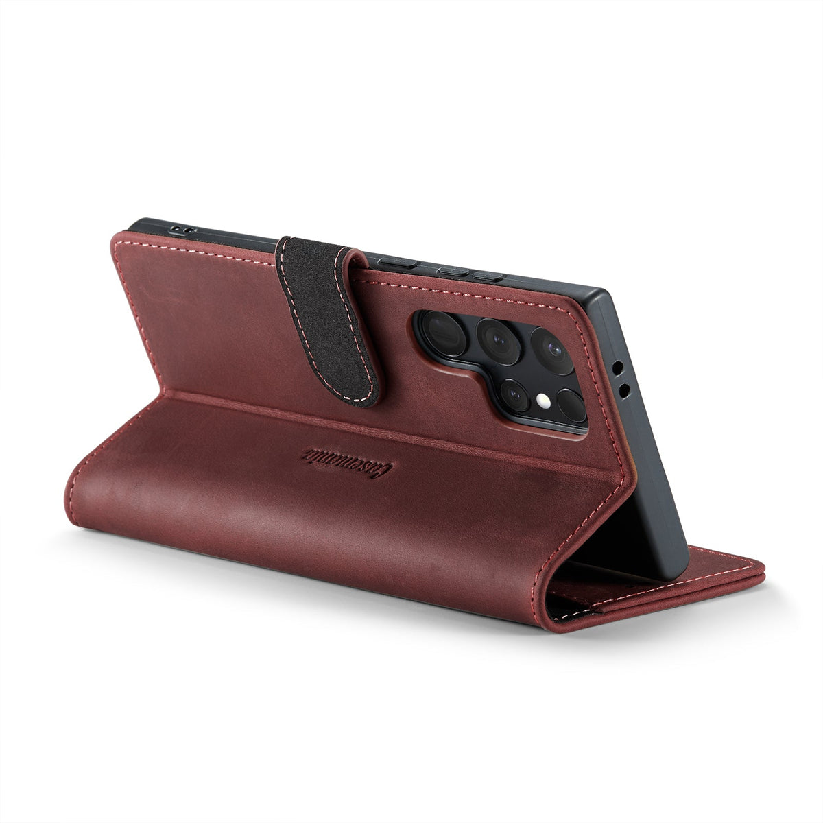 Samsung Galaxy S24 Ultra Hülle - Crimson Red - Echtleder-Klapphülle mit Kartenfach