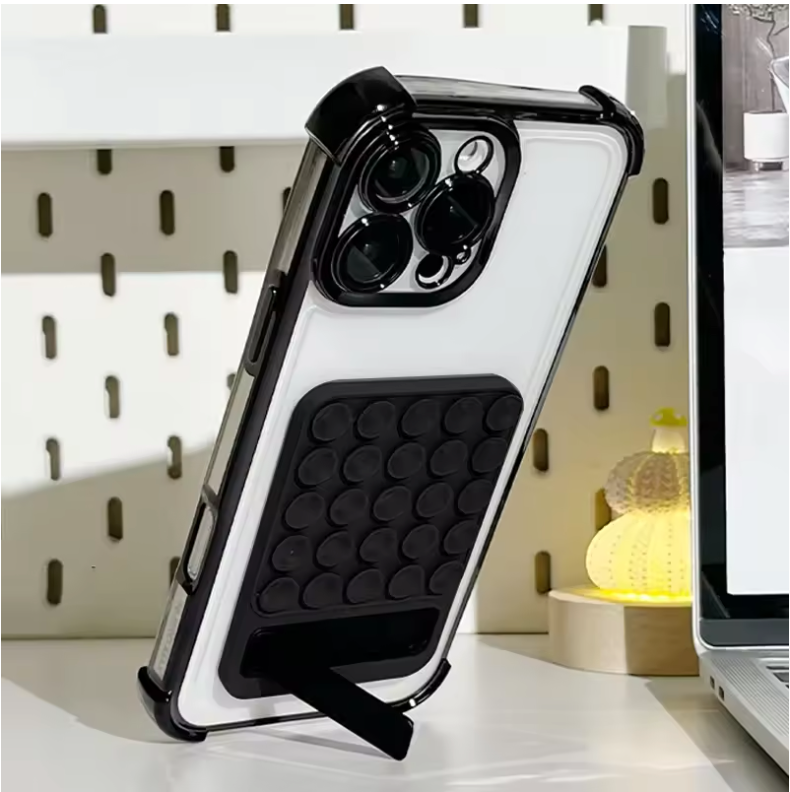 Casemania Siliconen Zuignap Sticker met Kickstand - Licht Groen - 1 Stuk