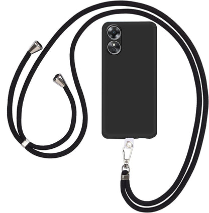Oppo A17 Hülle - Schwarz - Silikon Back Cover mit Handyband