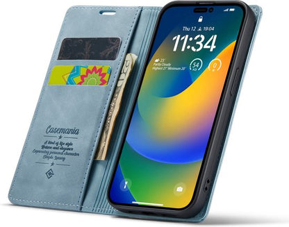 Apple iPhone 14 Pro Hoesje - Aqua Blue - Dunne Bookcase