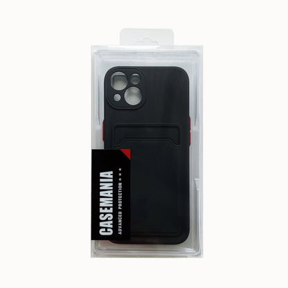 Apple iPhone 11 Hoesje - Zwart - Siliconen Back Cover met Pasjeshouder