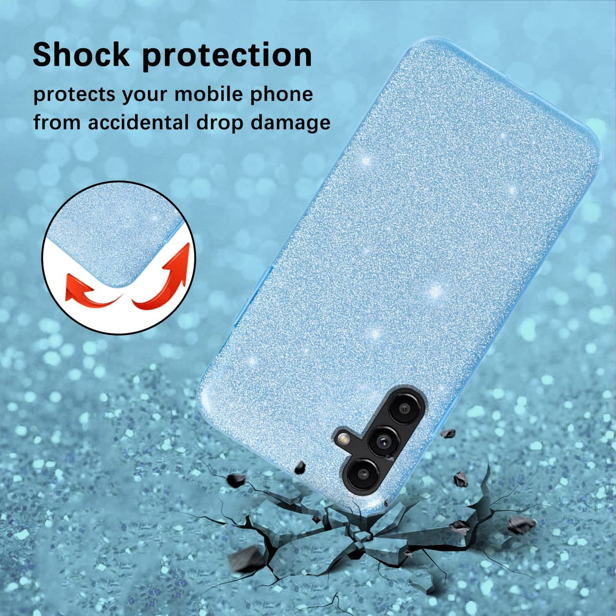 Samsung Galaxy A25 Hoesje - Blauw - Glitter Back Cover