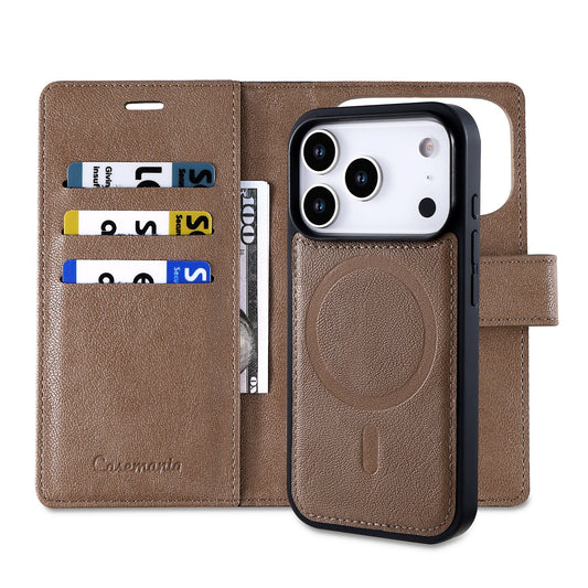 Apple iPhone 18 Pro Max Case - Mocha Brown - 2-in-1 Faux Leather Wallet Case