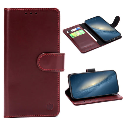 Samsung Galaxy A17 Hoesje - Maroon Red - Echt Leren book Bookcase