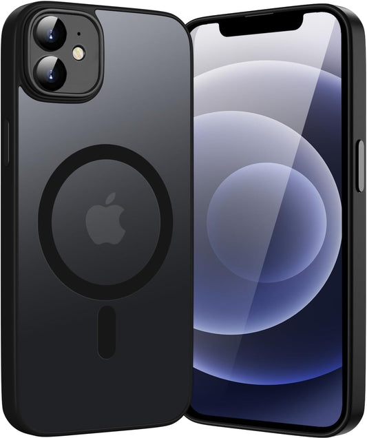 Apple iPhone 12 Hülle - Schwarz - Mattes Armor-MagSafe-Backcover