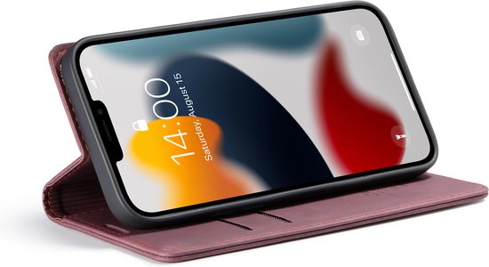 Apple iPhone 12 Pro Max Hoesje - Bordeaux Red - Dunne Bookcase