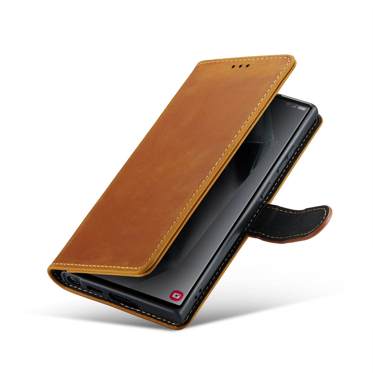 Samsung Galaxy S24 Ultra Hoesje - Sienna Brown - Echt Leren Bookcase