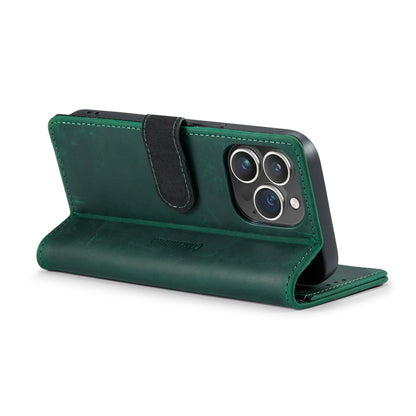 Apple iPhone 14 Pro Hoesje - Groen - Echt Leren Bookcase