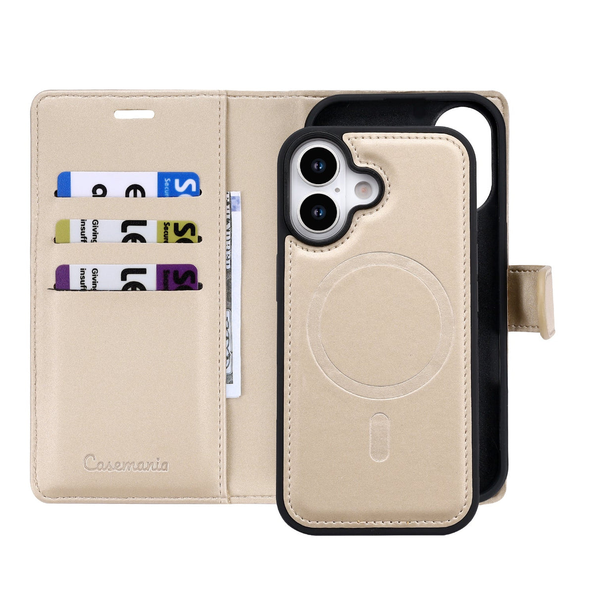 Apple iPhone 17 Hoesje - Gold - 2 in 1 Velvet Bookcase
