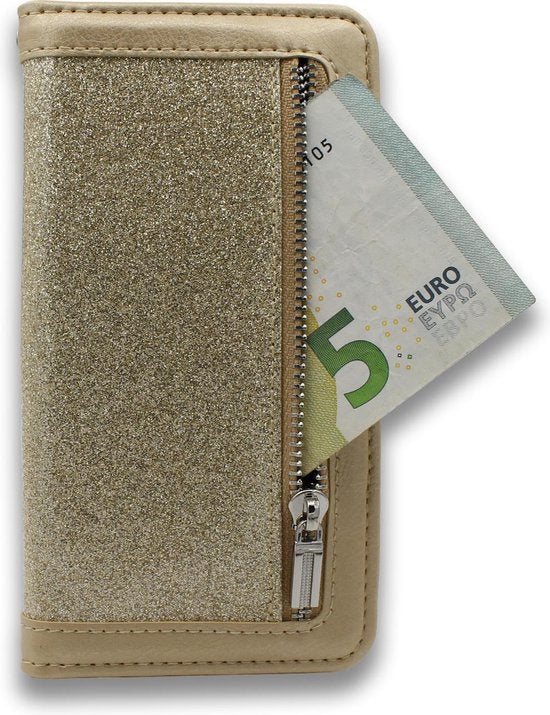 Samsung Galaxy A71 Hoesje - Goud - Luxe Bookcase met Rits