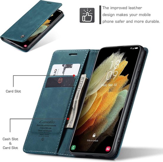 Samsung Galaxy S21 Ultra Hoesje - Emerald Green - Dunne Bookcase