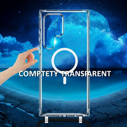 Samsung Galaxy S26 Ultra Hoesje - Transparant - Siliconen MagSafe Back Cover met Telefoonkoord