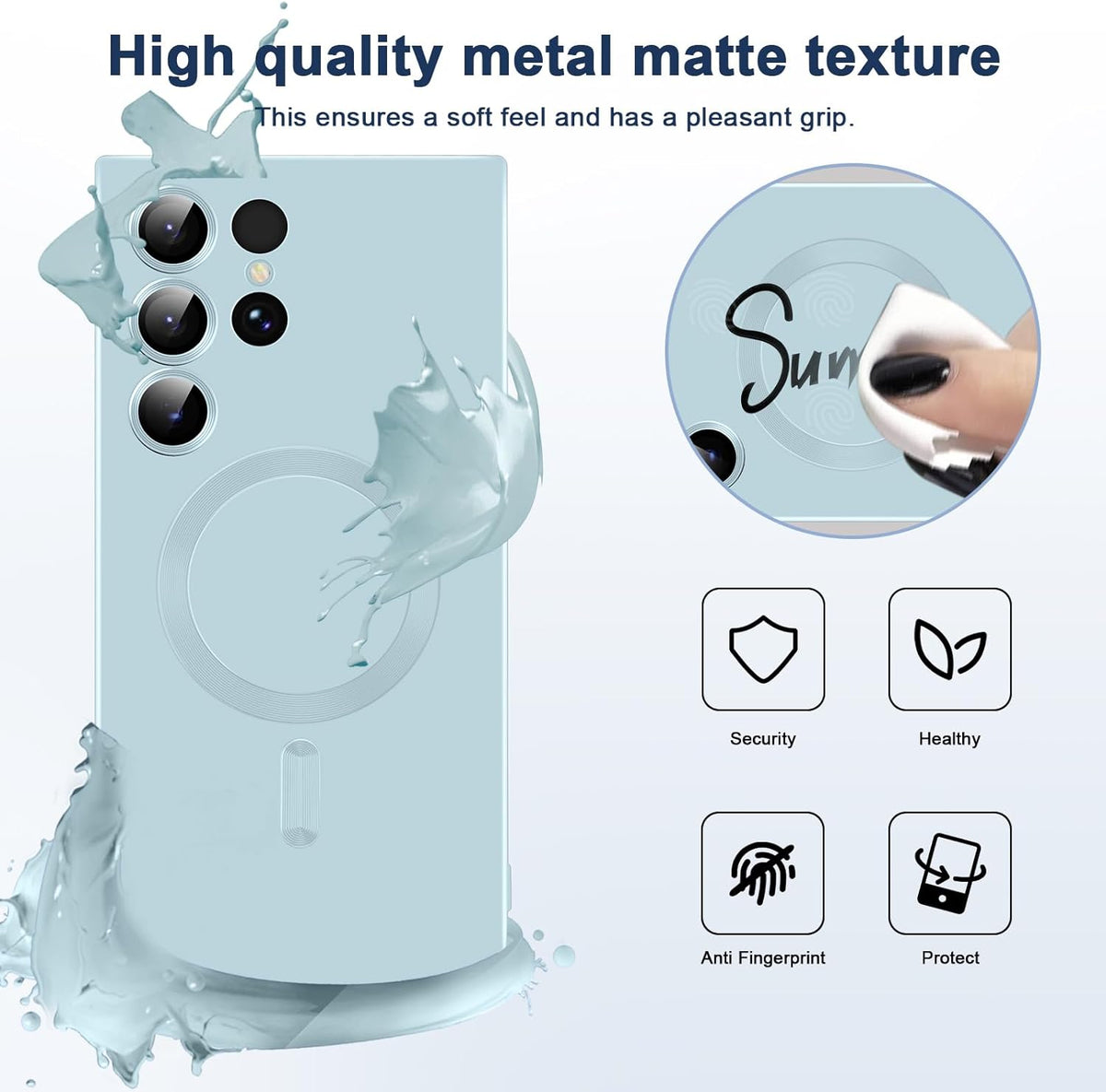 Coque Samsung Galaxy S24 Ultra - Bleu clair - Étui arrière en silicone mat MagSafe