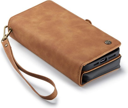 Apple iPhone 13 Pro Hoesje - Sienna Brown - Luxe 2 in 1 Bookcase met 10 Kaart Vakken en Polskoord