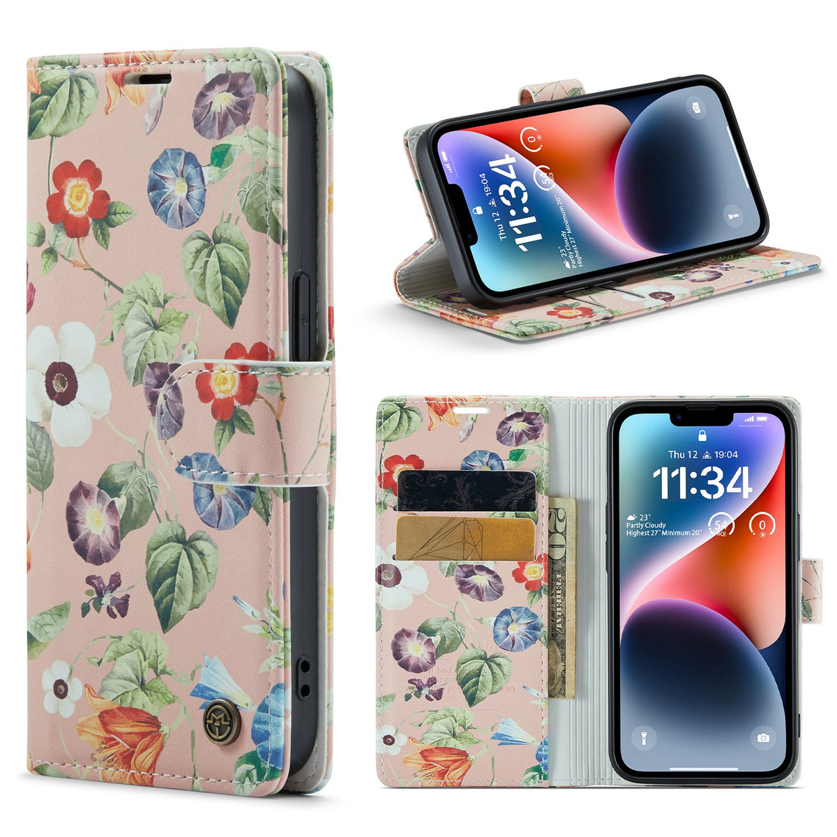 iPhone 14 Hoesje - Bloemen - Portemonnee Bookcase