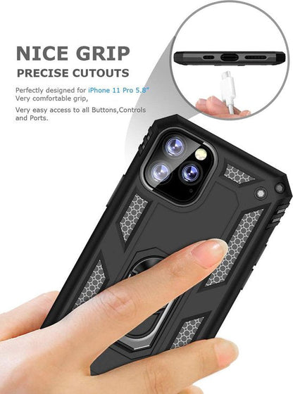 Apple iPhone 11 Pro Hoesje - Zwart - Armor Kickstand Back Cover