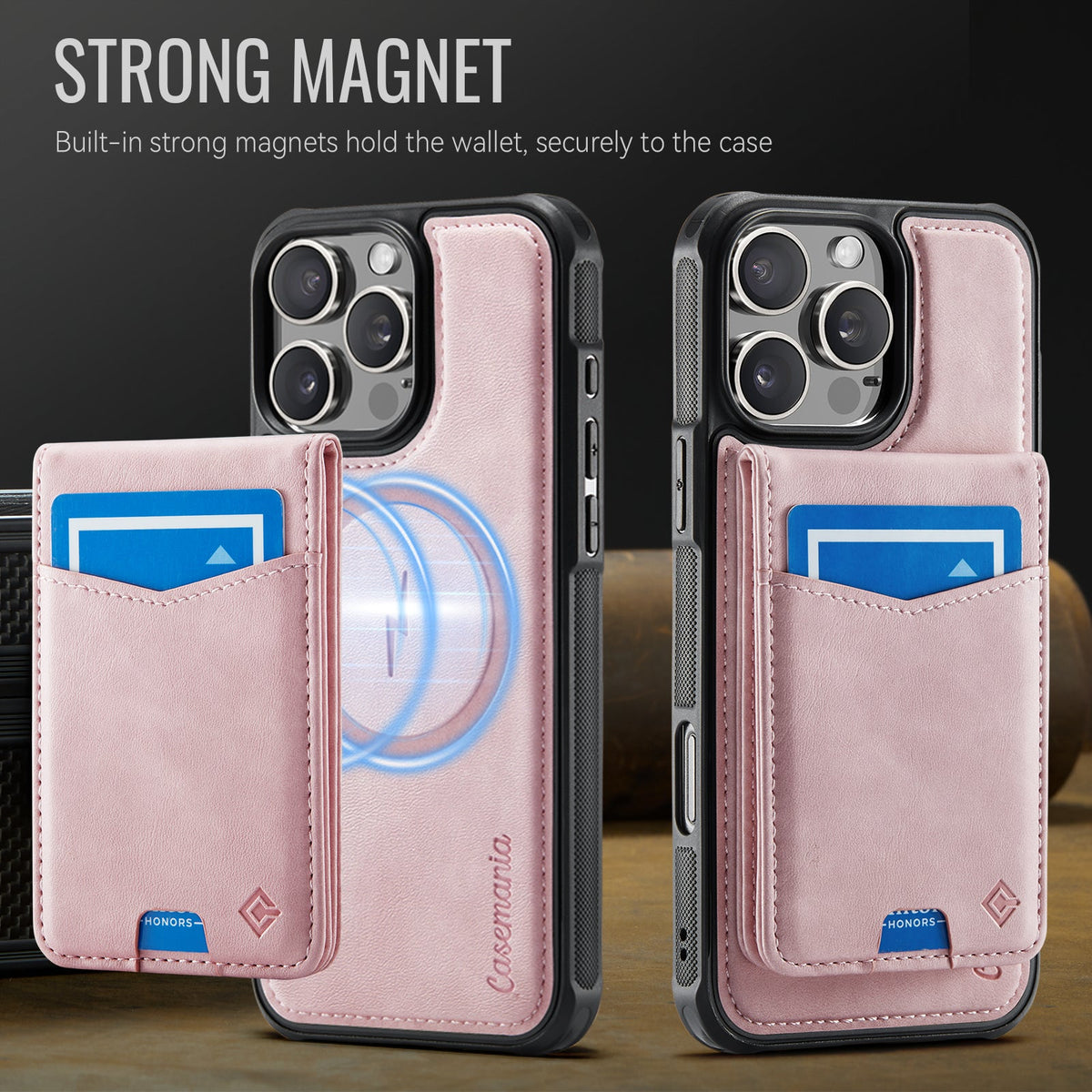 Apple iPhone 16 Pro Hoesje - Pale Pink - MagSafe Back Cover met Pasjeshouder