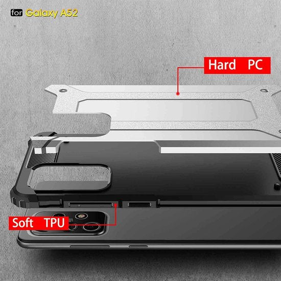 Samsung Galaxy A52 Hoesje - Zwart - Armor Kickstand Back Cover