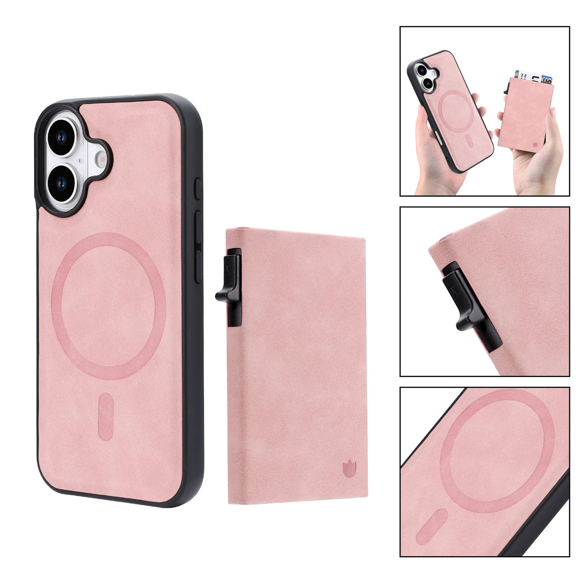 Apple iPhone 17 Hülle - Pale Pink - MagSafe Backcover mit ausziehbarem Kartenfach
