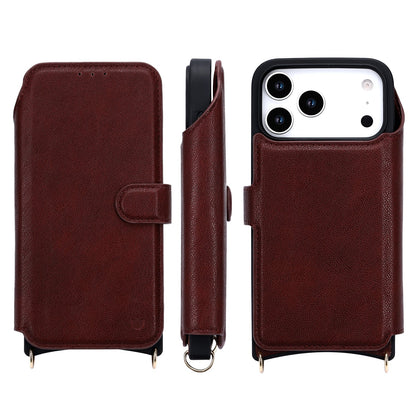 Apple iPhone 18 Pro Hoesje - Wijn Rood - 'Amsterdam' Serie 2 in 1 MagSafe Crossbody Cover met Pouch