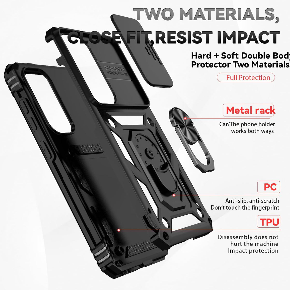 Samsung Galaxy S26 Plus Hoesje - Zwart - Armor Kickstand en Camera Bescherming Back Cover