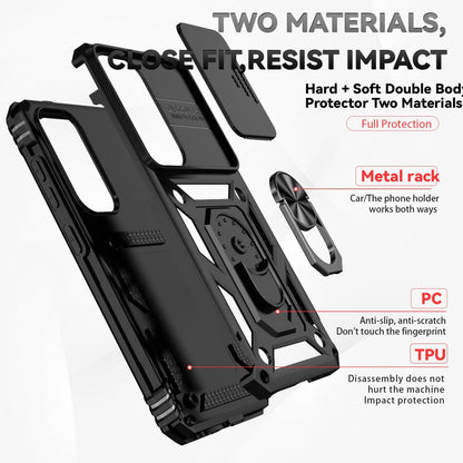 Samsung Galaxy S25 Hoesje - Zwart - Armor Kickstand en Camera Bescherming Back Cover