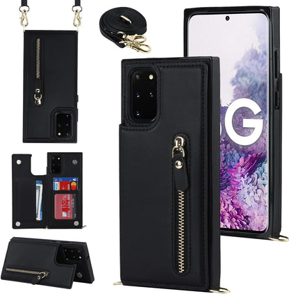 Samsung Galaxy S20 FE Hoesje - Zwart - Luxe Back Cover met Telefoonkoord en Rits