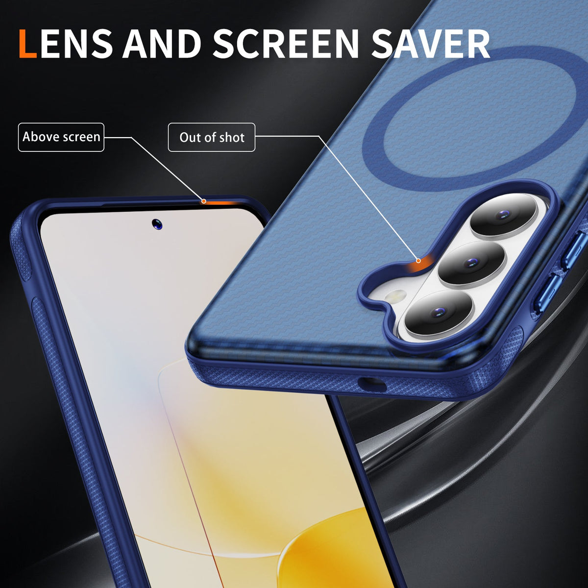 Samsung Galaxy A37 Hoesje - Donker Blauw - Carbon MagSafe Back Cover