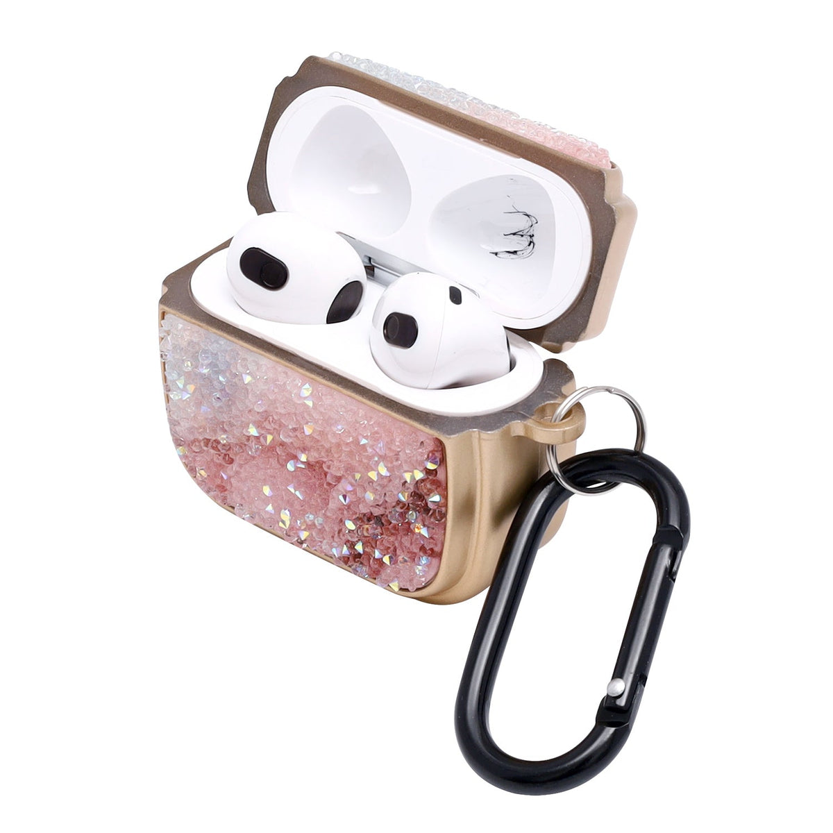 Apple AirPods 3 Hoesje - Diamant Marmer Glitter met Ring - Goud