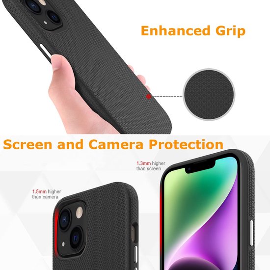 Apple iPhone 14 Hoesje - Zwart - Anti Slip Back Cover