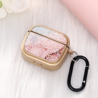 Apple AirPods 3 Hoesje - Diamant Marmer Glitter met Ring - Goud