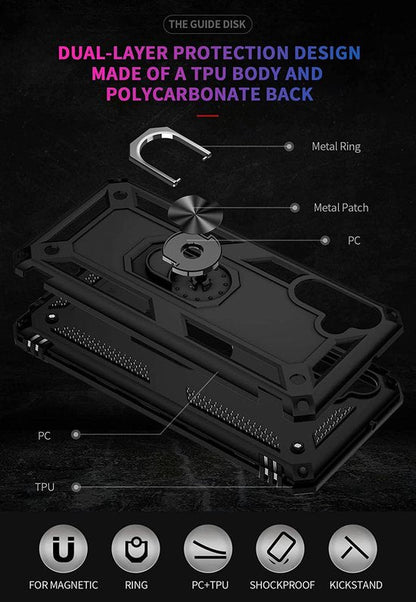 Samsung Galaxy M23 Hoesje - Zwart - Armor Kickstand Back Cover
