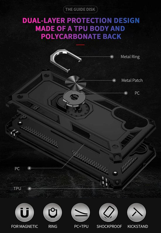 Samsung Galaxy A04s Hoesje - Zwart - Armor Kickstand Back Cover