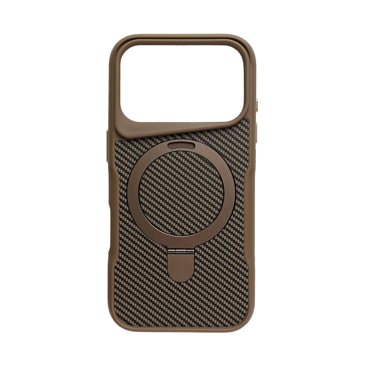 Apple iPhone 18 Pro Max Case - Gold - Carbon MagSafe Back Cover with Ring Stand