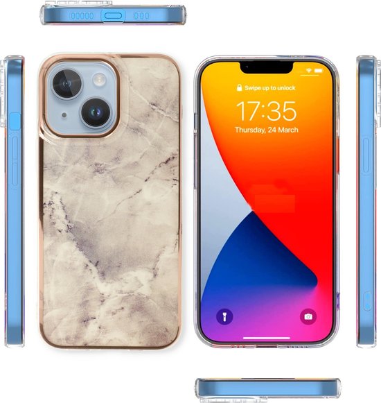 Apple iPhone 14 Plus Hoesje - Steen - Siliconen Marmer Back Cover