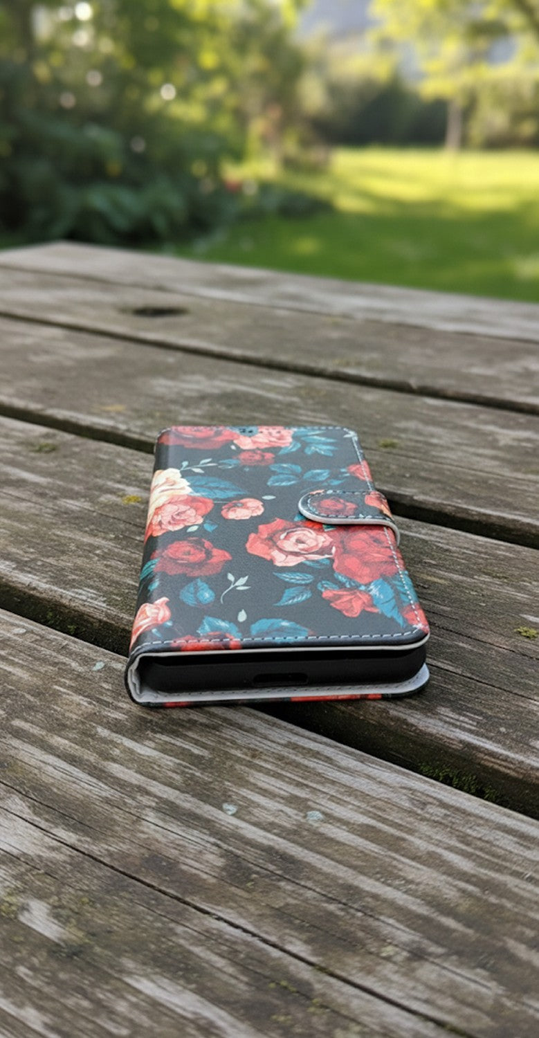 Samsung Galaxy A57 Hoesje - Vintage Bloemen - Print Bookcase