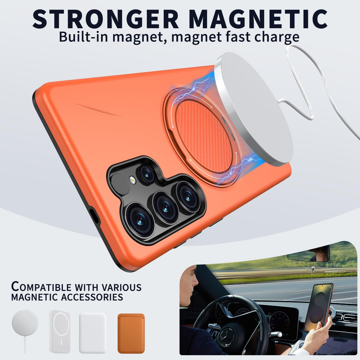 Samsung Galaxy S26 Ultra Hülle - Orange - Silikon Ring Kickstand Backcover
