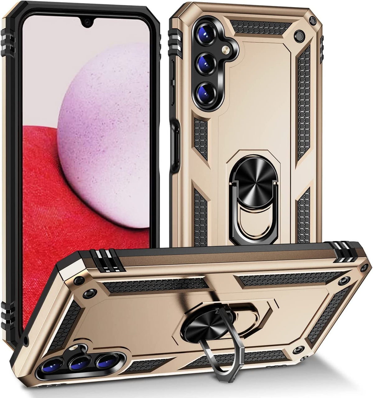 Samsung Galaxy A14 4G Hoesje - Goud - Armor Kickstand Back Cover