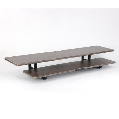 Casemania Monitorstandaard met Telefoonhouder - Donker Bruin - Beeldscherm Verhoger voor 2 Monitoren - Tweelaags Monitor Standaard met Opbergplank - Extra Brede Bureauverhoger - Beeldschermstandaard - Bureau Organizer voor Thuiswerkplek en Kantoor