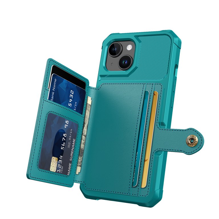 Apple iPhone 15 Hülle - Türkis - Backcover mit Kartenfach