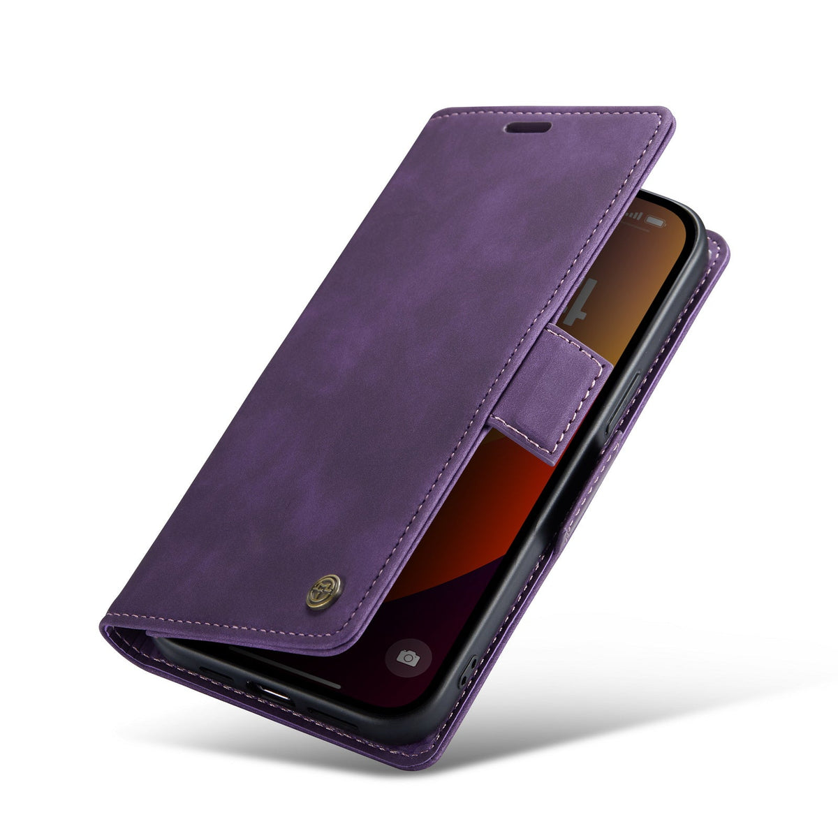 Apple iPhone 15 Pro Hoesje - Dark Purple - Portemonnee MagSafe Bookcase