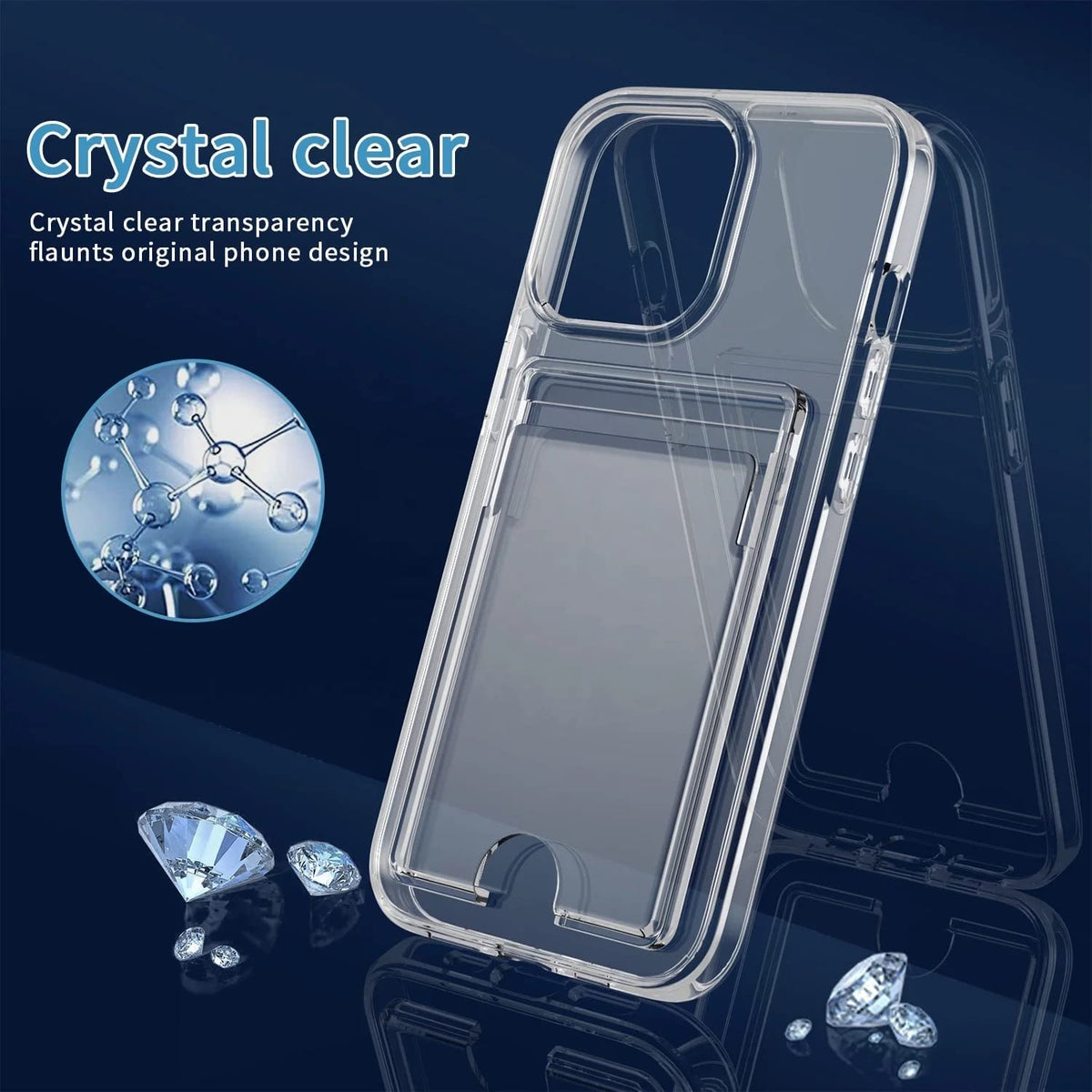 Apple iPhone 15 Pro Max Hoesje - Transparant - Siliconen Back Cover met Pasjeshouder