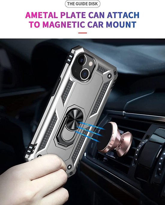 Apple iPhone 13 Hoesje - Grijs - Armor Kickstand Back Cover