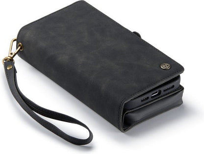 Apple iPhone 13 Pro Hoesje - Charcoal Gray - Luxe 2 in 1 Bookcase met 10 Kaart Vakken en Polskoord