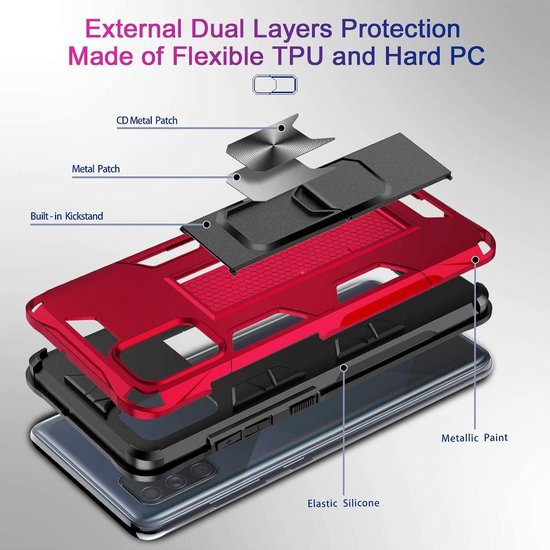 Samsung Galaxy A71 Hoesje - Rood - Armor Kickstand Back Cover