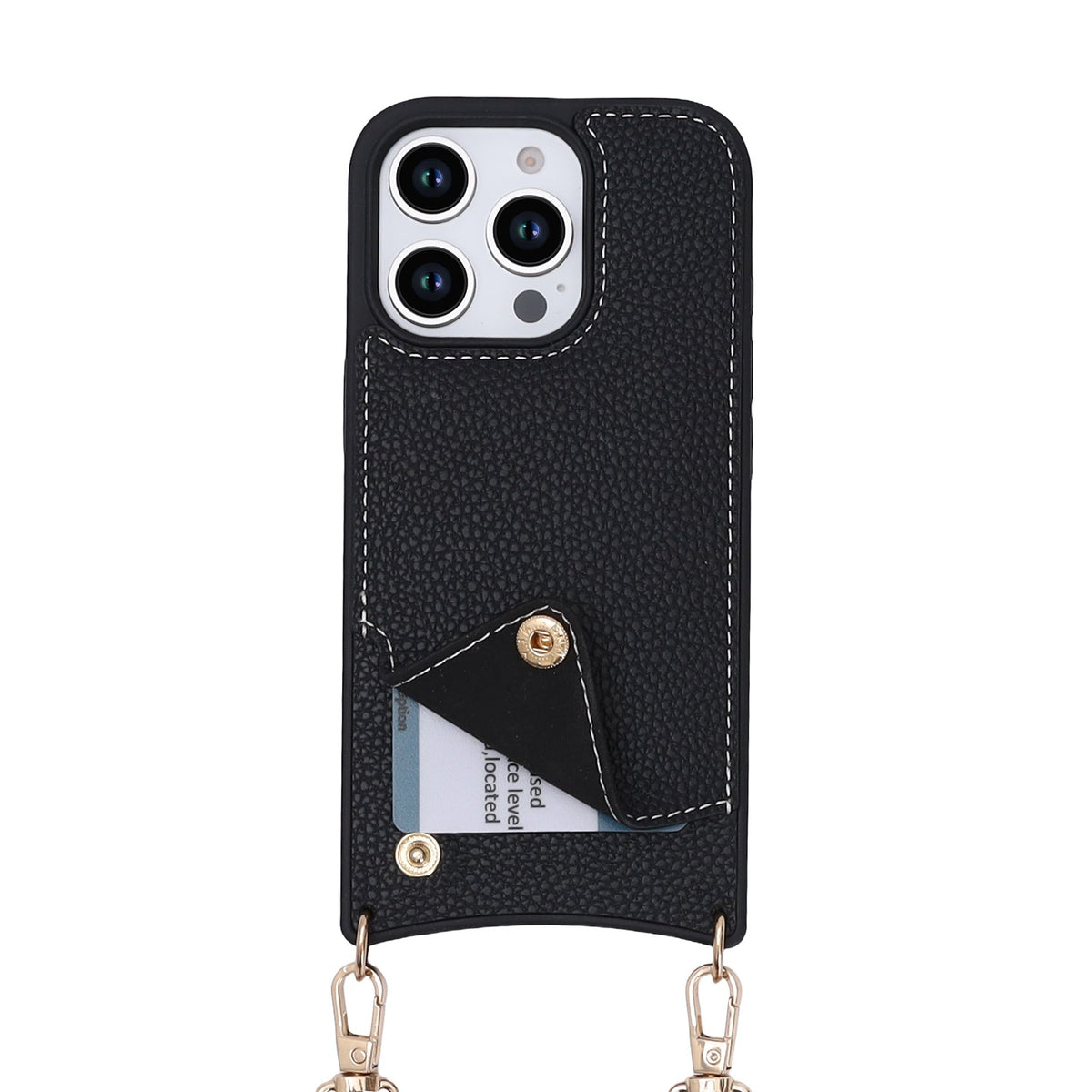 Apple iPhone 16 Pro Hoesje - Zwart - Back Cover met Pols Bandje en Telefoonkoord