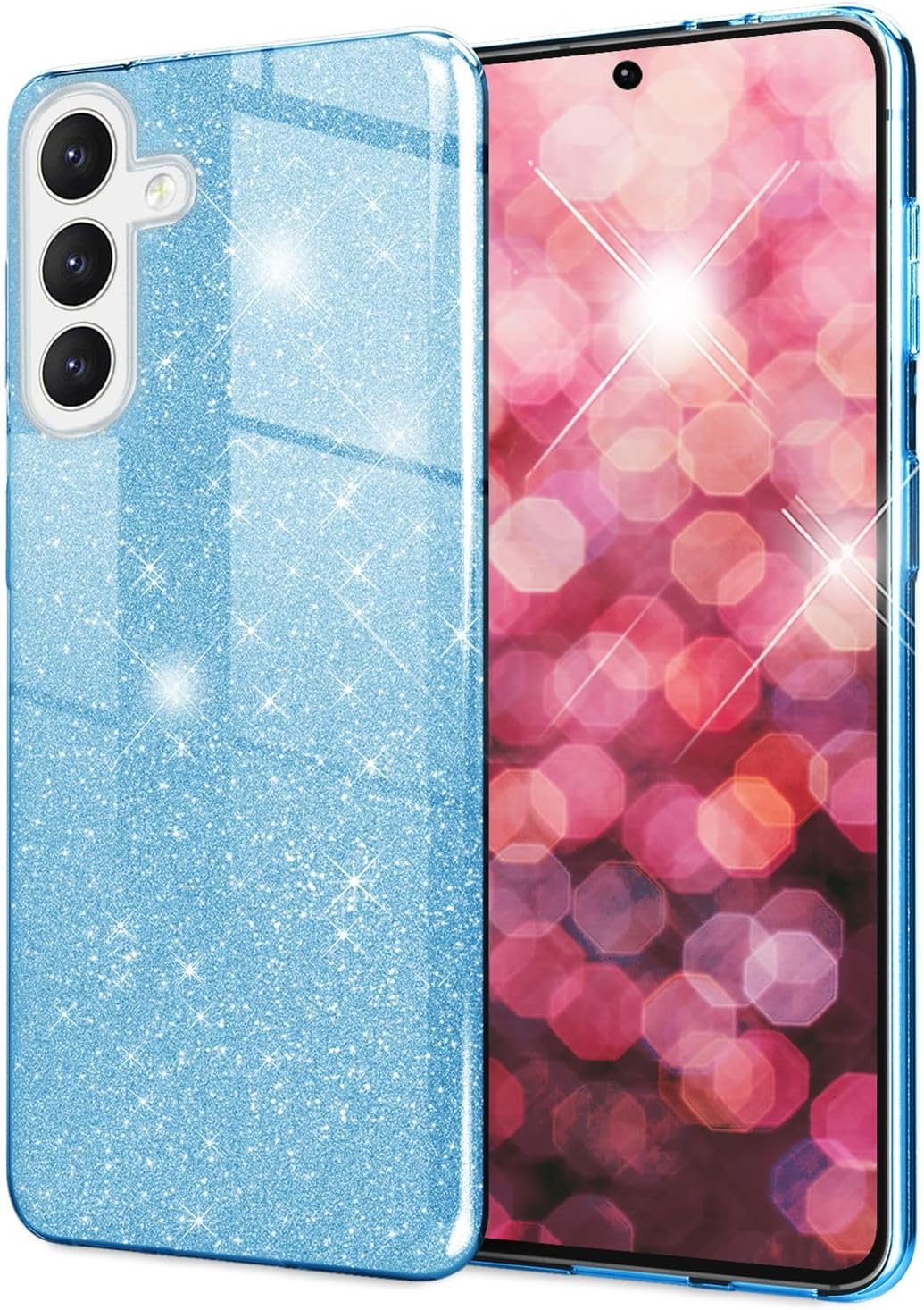 Samsung Galaxy A36 Hoesje - Blauw - Glitter Back Cover