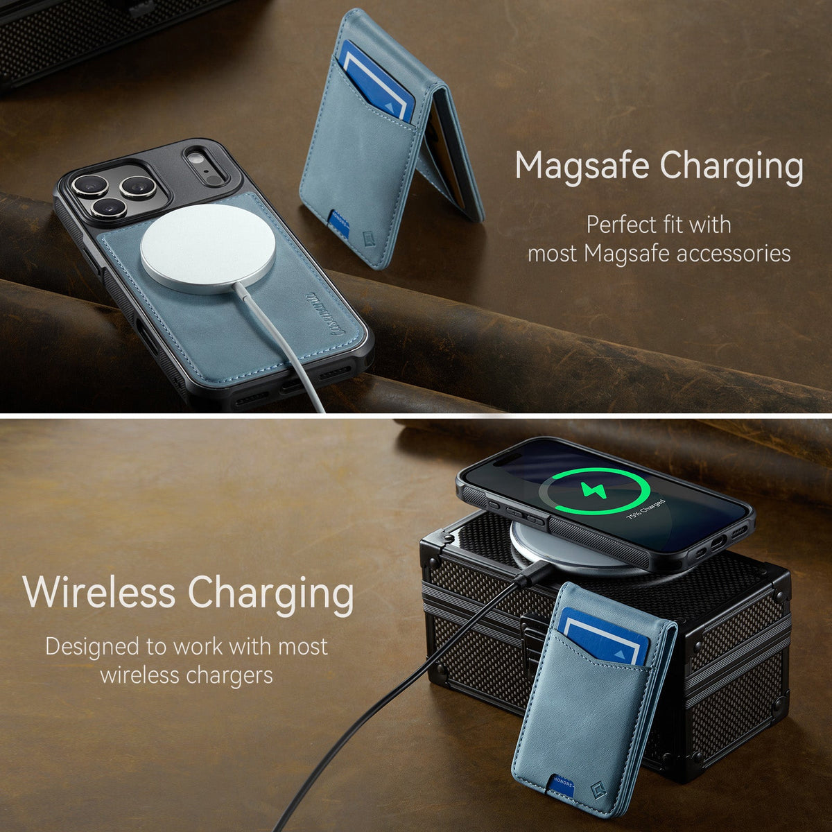 Apple iPhone 18 Pro Max Hoesje - Aqua Blue - Luxe Kunstleren MagSafe Back Cover met Pasjeshouder
