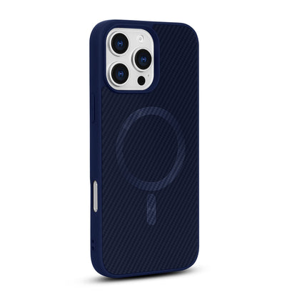 Apple iPhone 14 Pro Hoesje - Blauw - Carbon MagSafe Back Cover